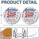 America 250th,Independence Day,Family,Proud,Custom Text - 250th Anniversary Thank You For Celebrating With Us - Personalized Ceramic Coaster