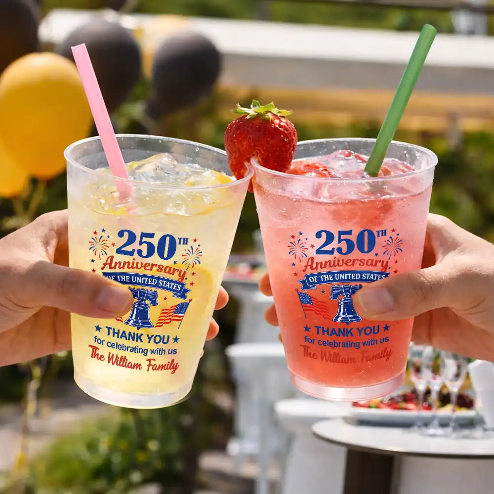 Independence Day,Family,America 250th,Proud - 250th Anniversary Thank You For Celebrating With Us - Personalized Frosted Cups