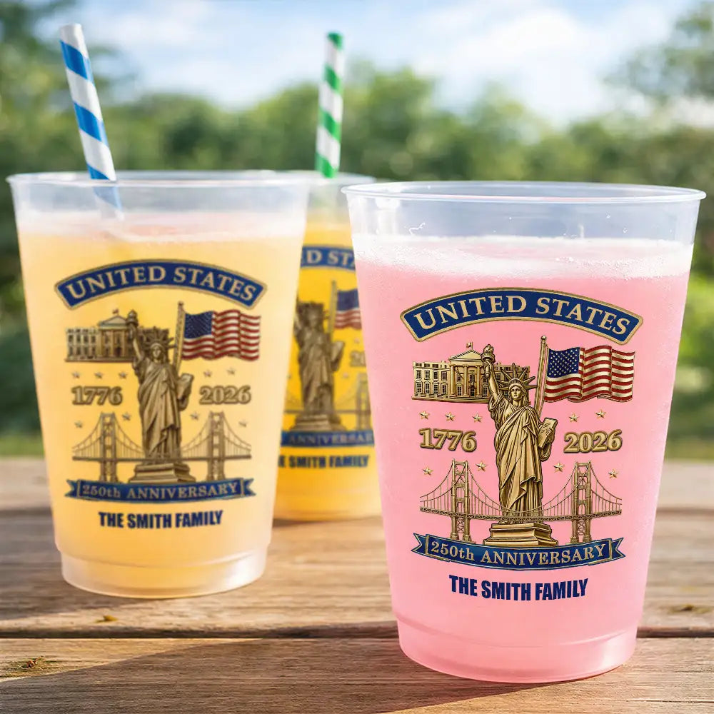 Independence Day,America 250th,Family,Gift For Bestie,Gift For Sibling,Gift For Grandparents,Parents,Top Market,Proud - 250th Anniversary USA - Personalized Frosted Cups