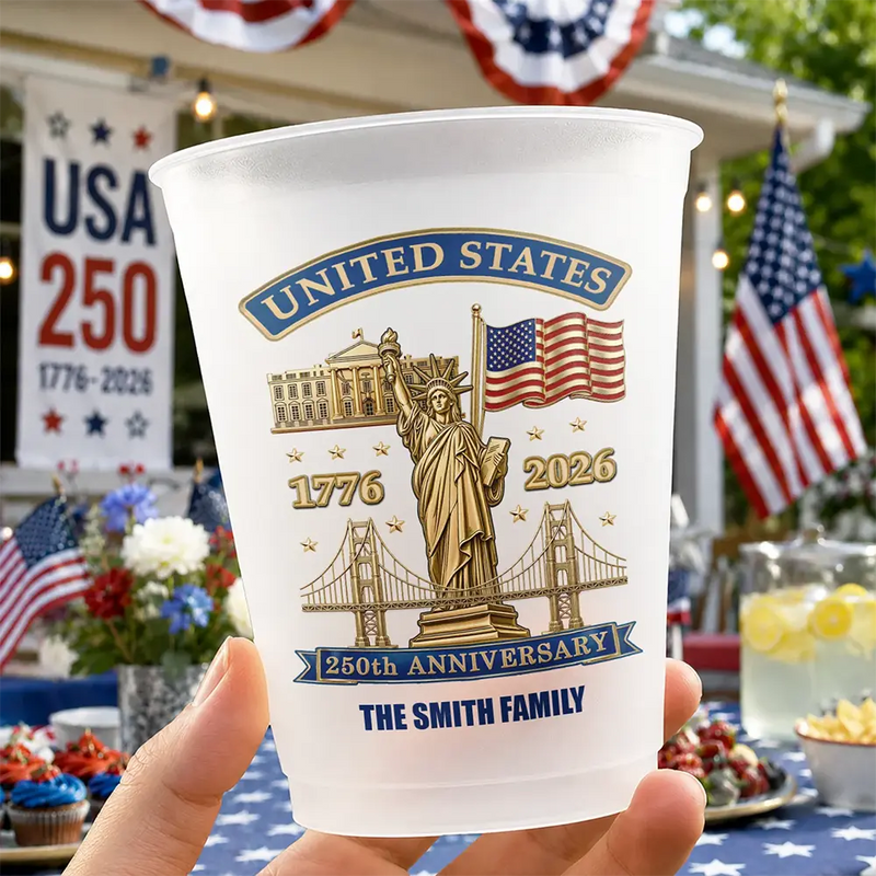 Independence Day,America 250th,Family,Gift For Bestie,Gift For Sibling,Gift For Grandparents,Parents,Top Market,Proud - 250th Anniversary USA - Personalized Frosted Cups