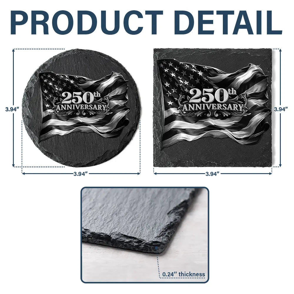 Independence Day,America 250th,Family,Gift For Yourself,Happy - 250th Anniversary US Independence Day - Personalized Slate Coaster