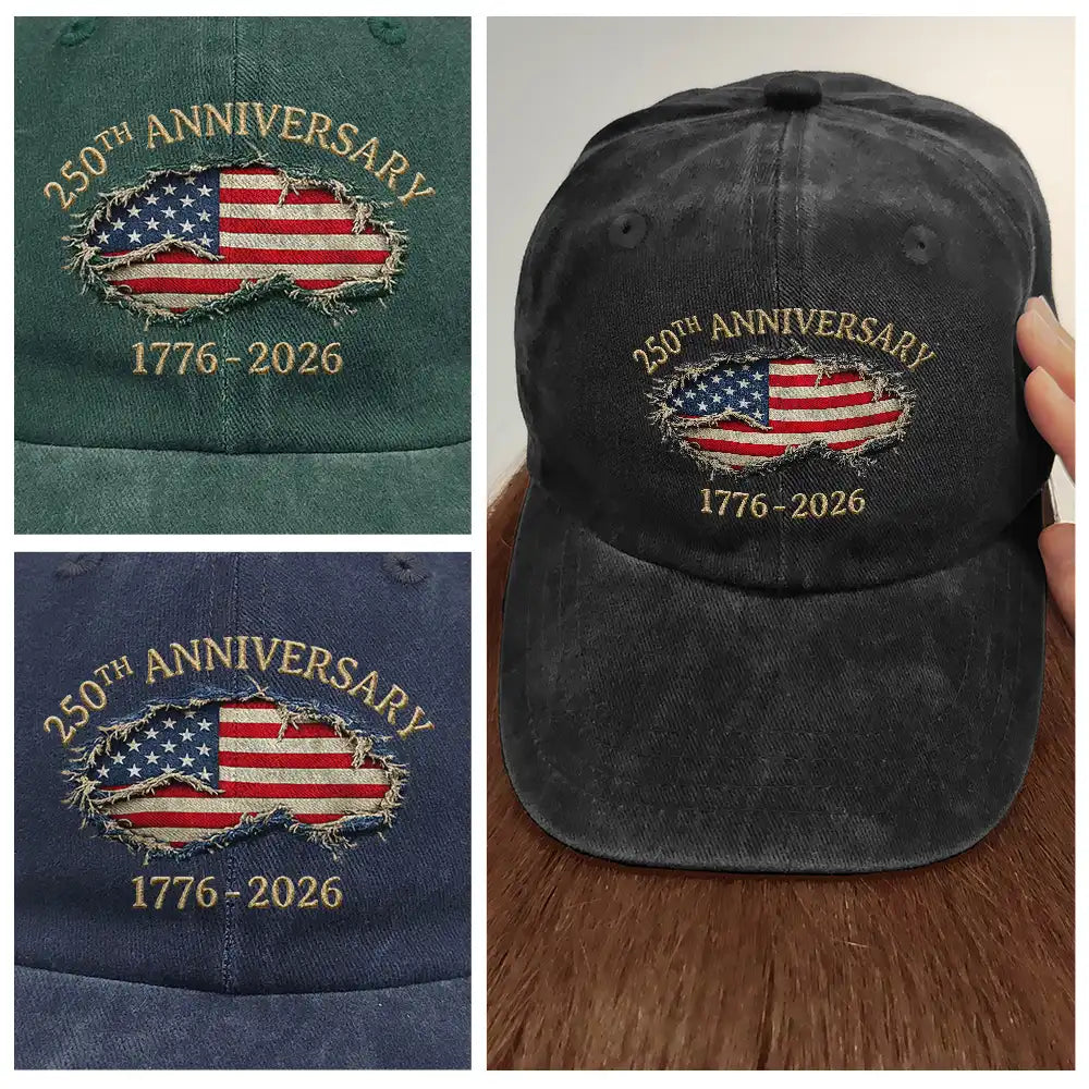 Independence Day,America 250th,Gift For Yourself,Happy,No Custom,Gift For Women,Gift For Men - 250th Anniversary US Independence Day - Vintage Washed Denim Cap