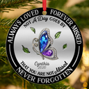 Memorial, Love, Christmas - Memorial Always Loved Never Forgotten Gemstone Effect - Personalized Metal Ornament