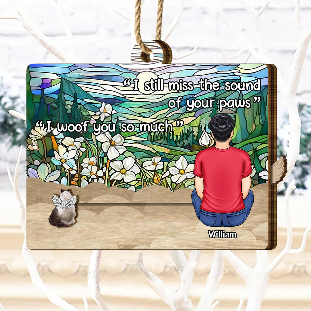 Pet Lovers,Pet Mom,Pet Dad,Christmas,Love,Memorial - My Hardest Goodbye I Miss You Memorial Dog Cat - Personalized Wooden Slide Ornament