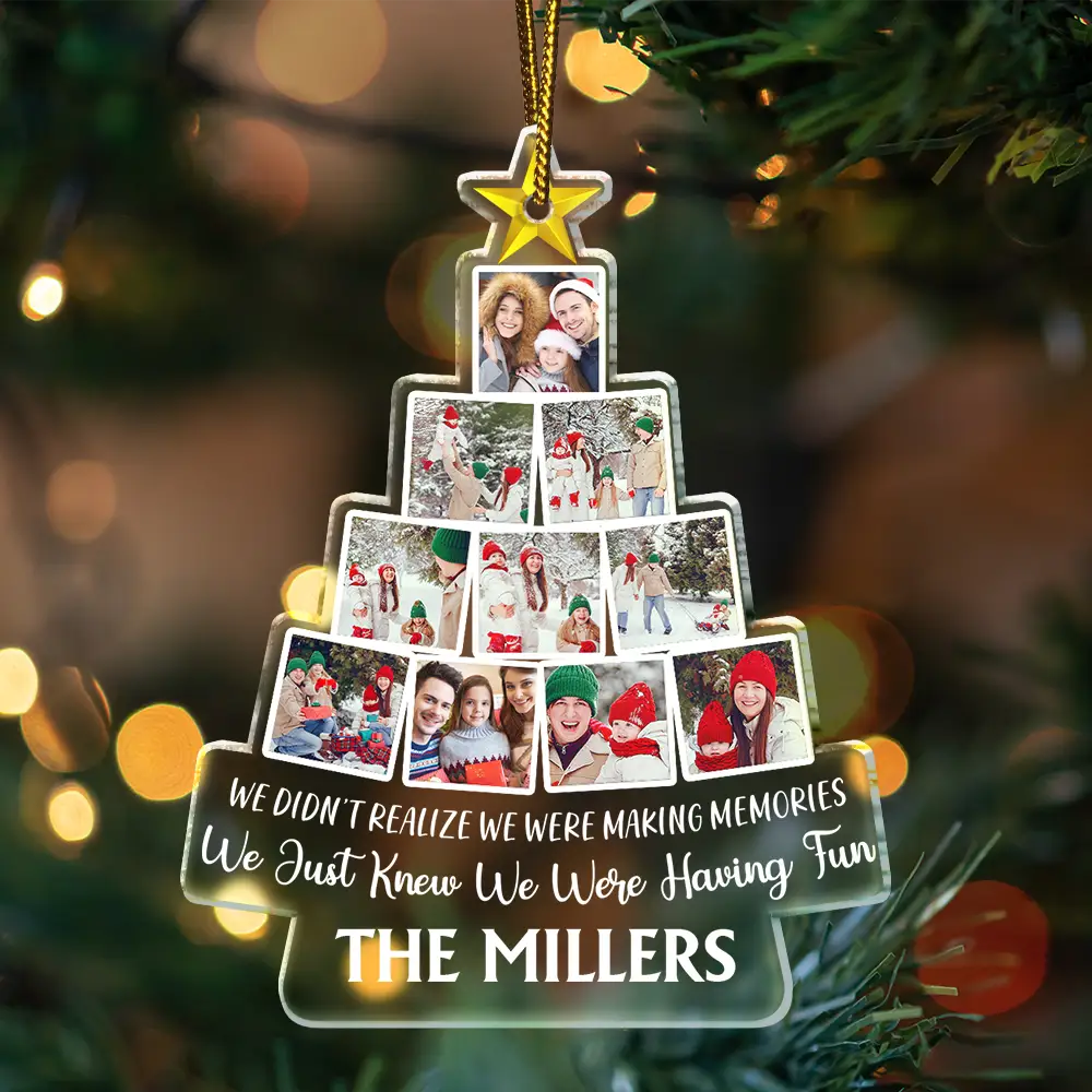 Gift For Bestie,Christmas,Love,Family - Custom Photo Bestie Family We Just Knew We Were Having Fun - Personalized Custom Shaped Acrylic Ornament