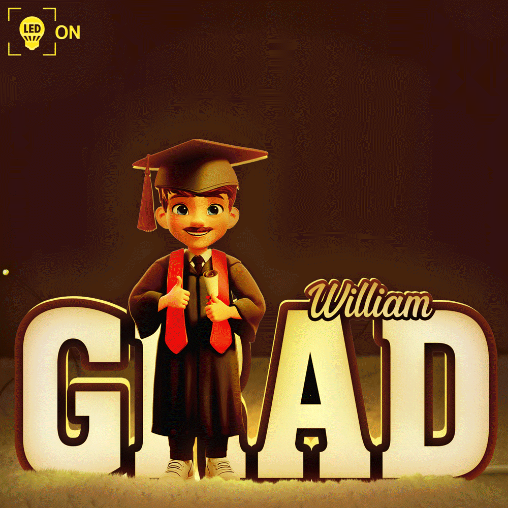 3D Effect Congrats Graduation - Personalized Custom Shapes Light Box