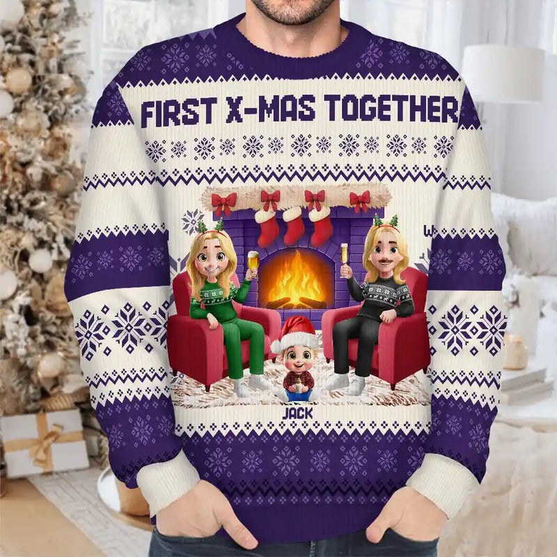 Gift For Couples,Parents,Pet Couple,Happy - 3D Effect Couple With Kids And Pets - Personalized Unisex Ugly Sweater