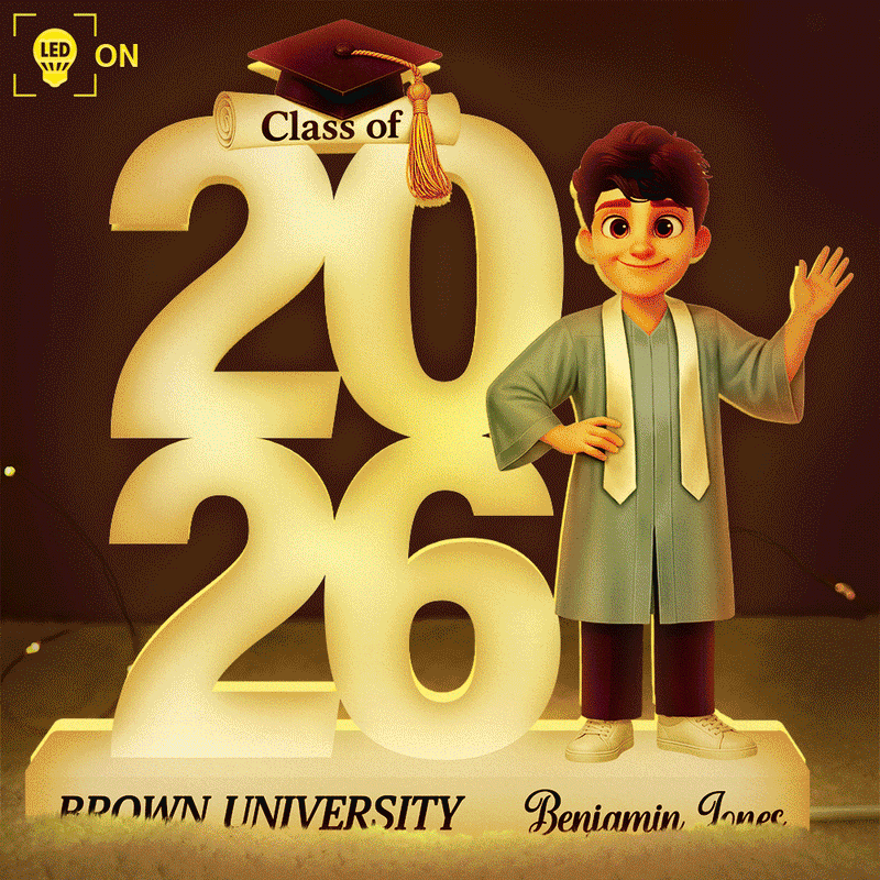 Graduation,Happy,Vector - 3D Effect Graduation Man Woman - Personalized Custom Shaped Light Box