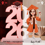 Graduation,Happy,Vector - 3D Effect Graduation Man Woman - Personalized Custom Shaped Light Box