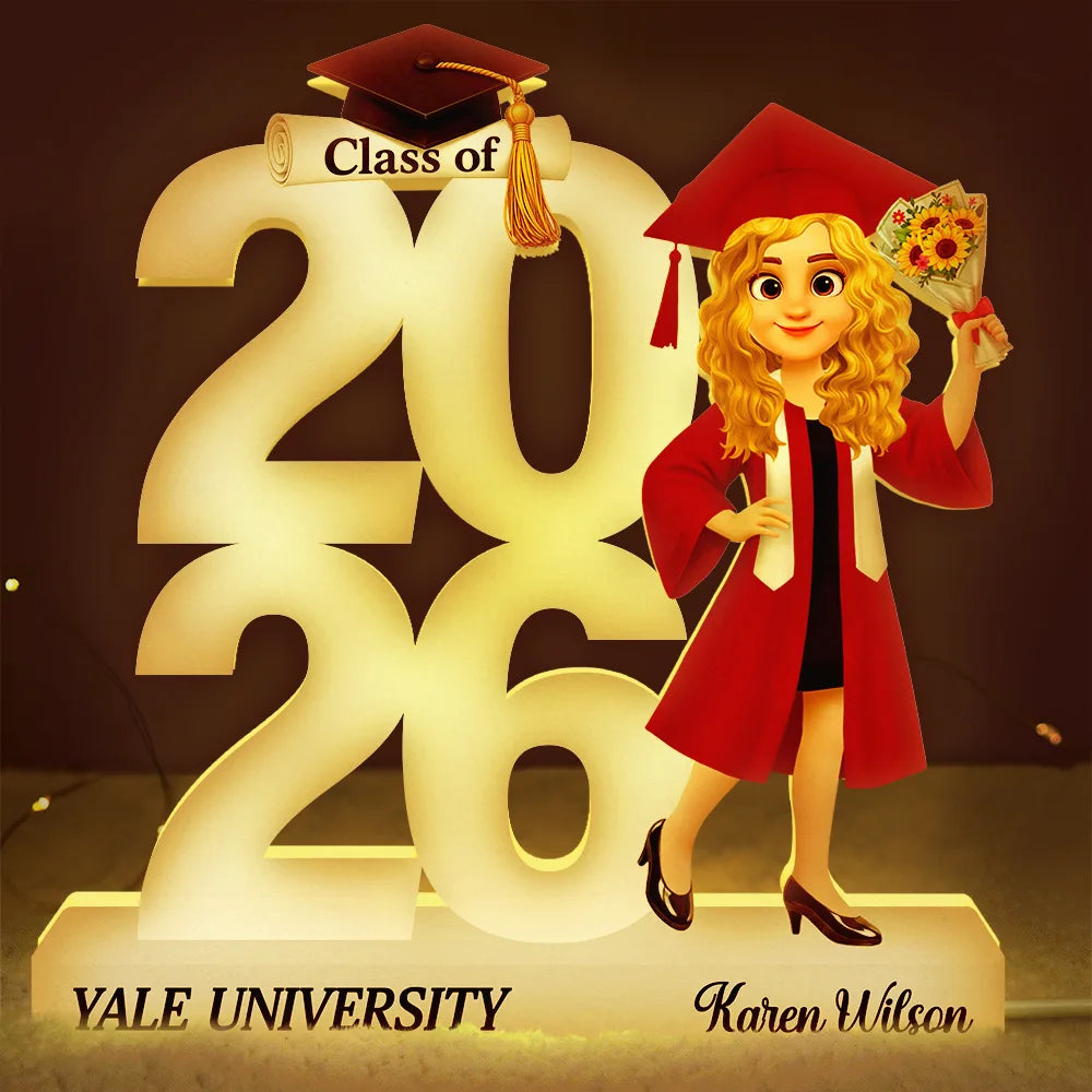 Graduation,Happy,Vector - 3D Effect Graduation Man Woman - Personalized Custom Shaped Light Box
