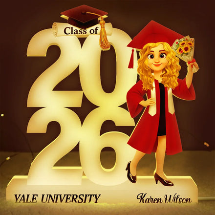 3D Effect Graduation Man Woman - Personalized Custom Shaped Light Box