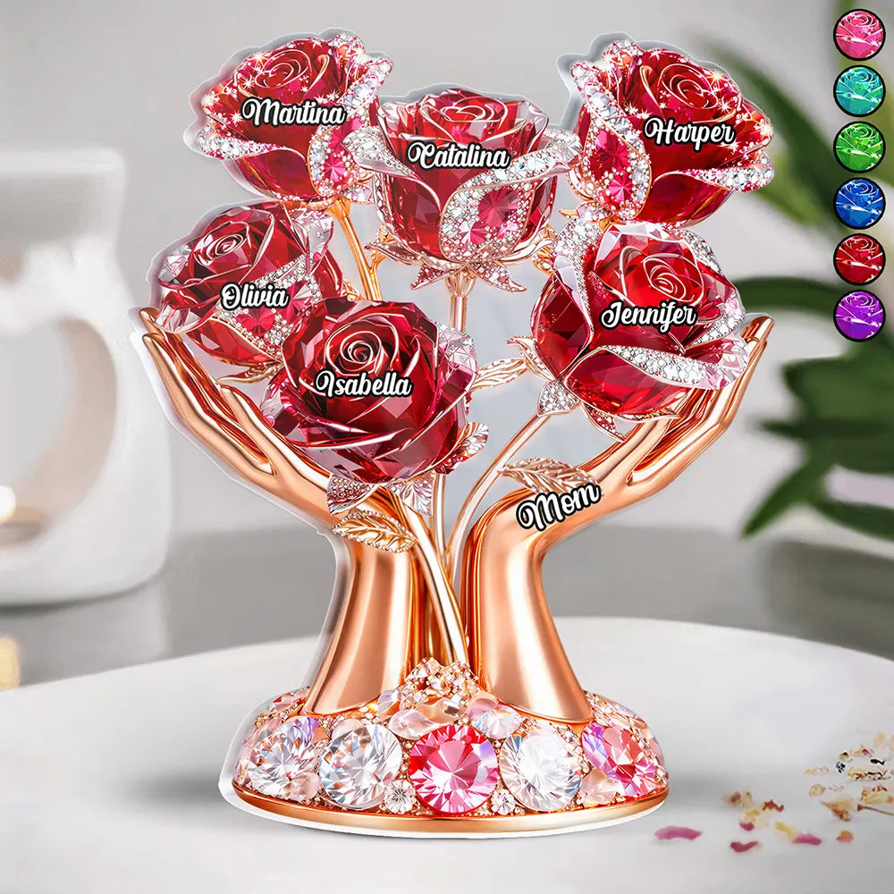Gift For Mother,Gift For Grandma,Gift For Women,Top Market,Happy - 3D Crystal Effect Mom’s Love In Bloom - Personalized Custom Shaped Acrylic Plaque