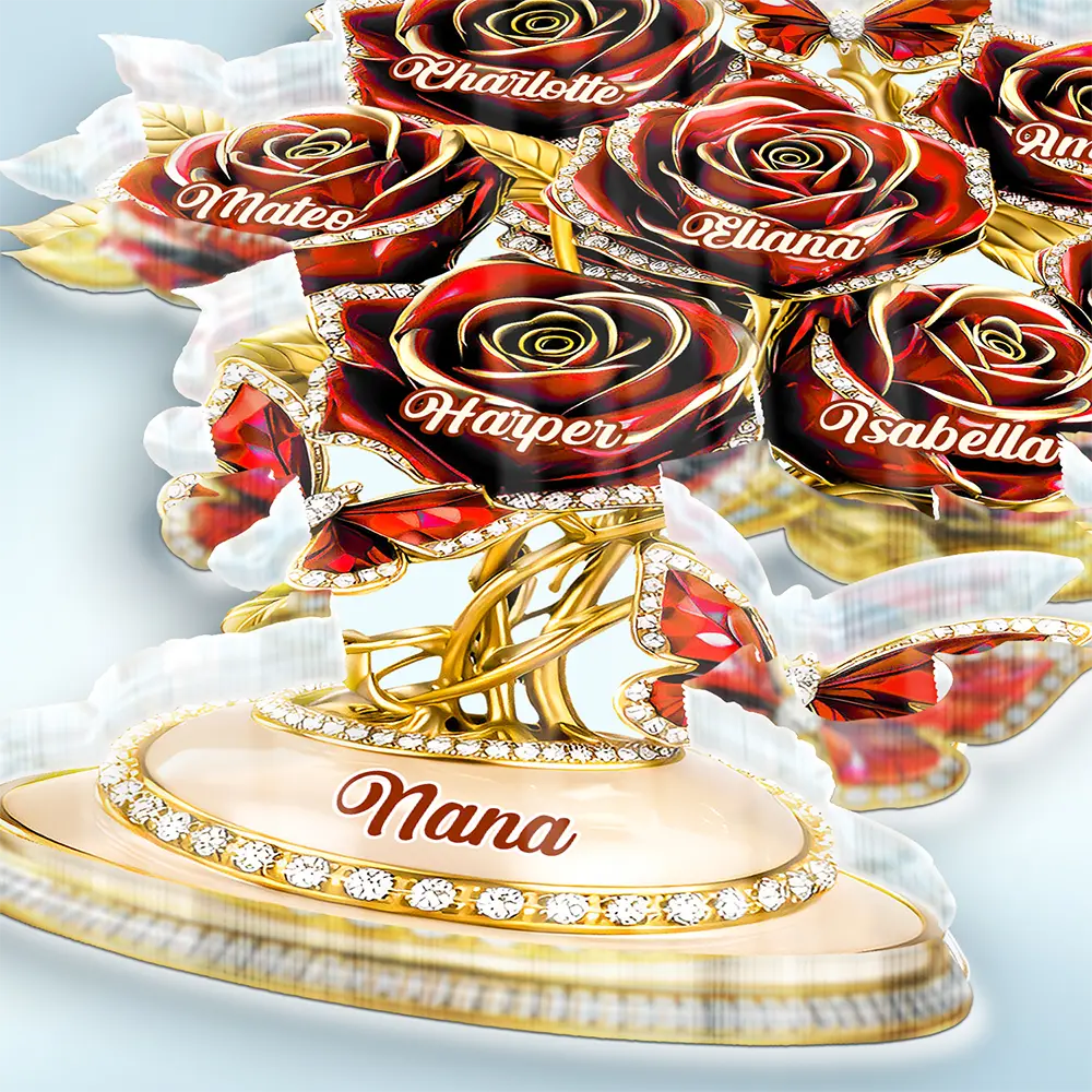 Gift For Mother,Gift For Grandma,Gift For Women,Love,Top Market - 3D Crystal Effect Roses Mom’s Everlasting Love - Personalized Custom Shaped Acrylic Plaque