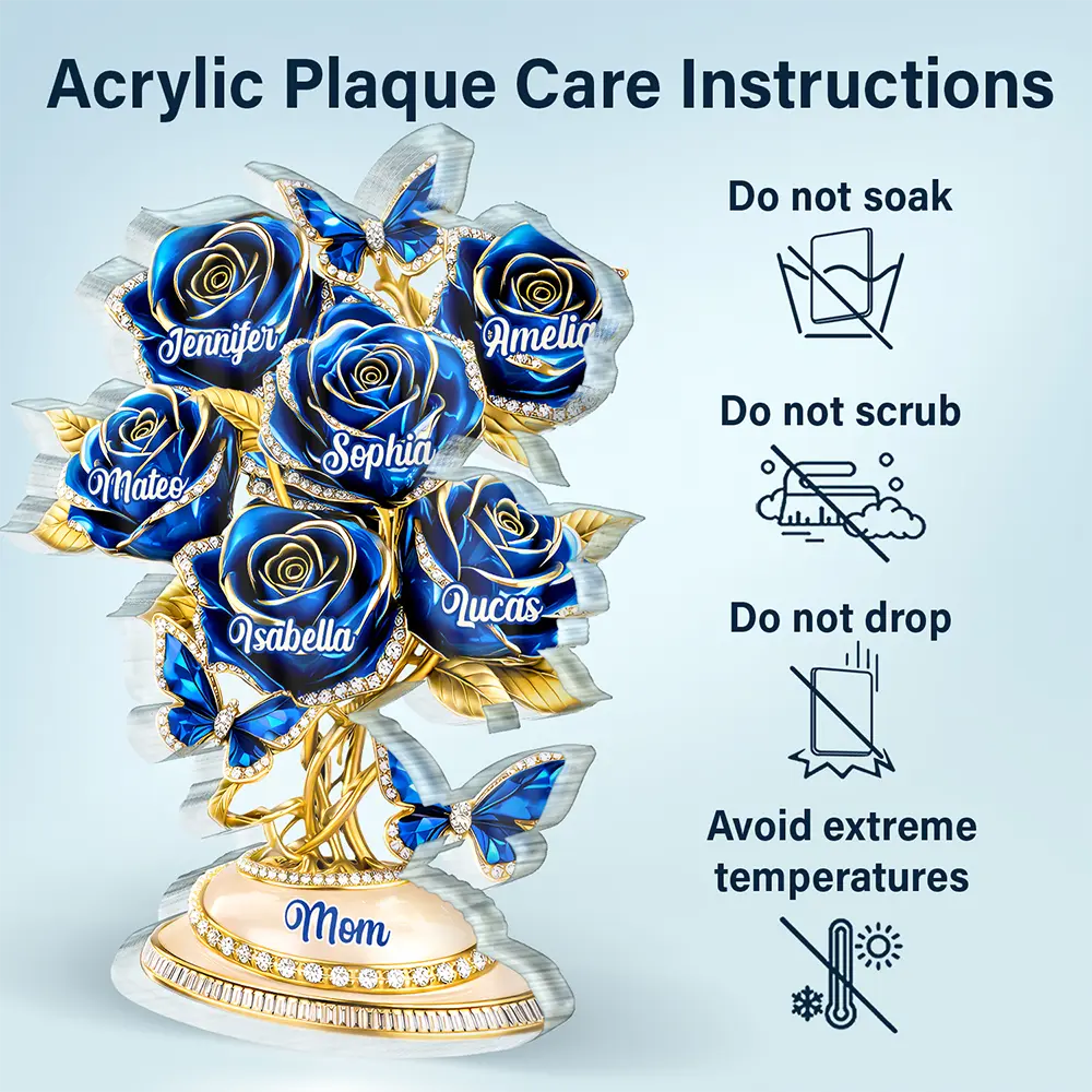 Gift For Mother,Gift For Grandma,Gift For Women,Love,Top Market - 3D Crystal Effect Roses Mom’s Everlasting Love - Personalized Custom Shaped Acrylic Plaque