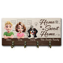 Happy, Dog Lovers, Dog Couple, Pet Couple - 3D EfFect Home Sweet Home - Personalized Wood Key Holder
