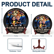Gift For Couples,Old Couples,Gift For Husband,Gift For Wife,Love - 3D Effect Couple Annoying Each Other - Personalized Ceramic Plate