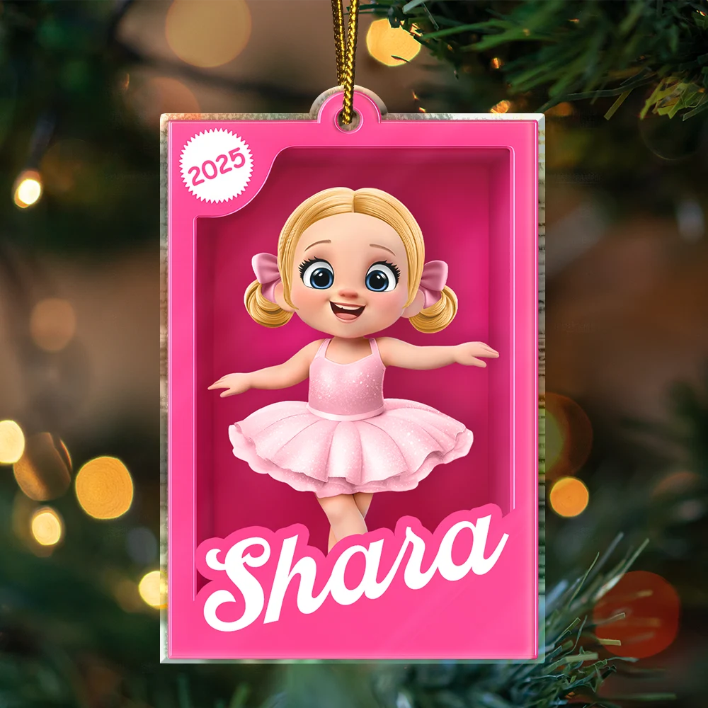 Gift For Kids,Gift For Grandkids,Happy,Christmas,Top Market - 3D Effect Kid In Toy Box - Personalized Custom Shaped Acrylic Ornament