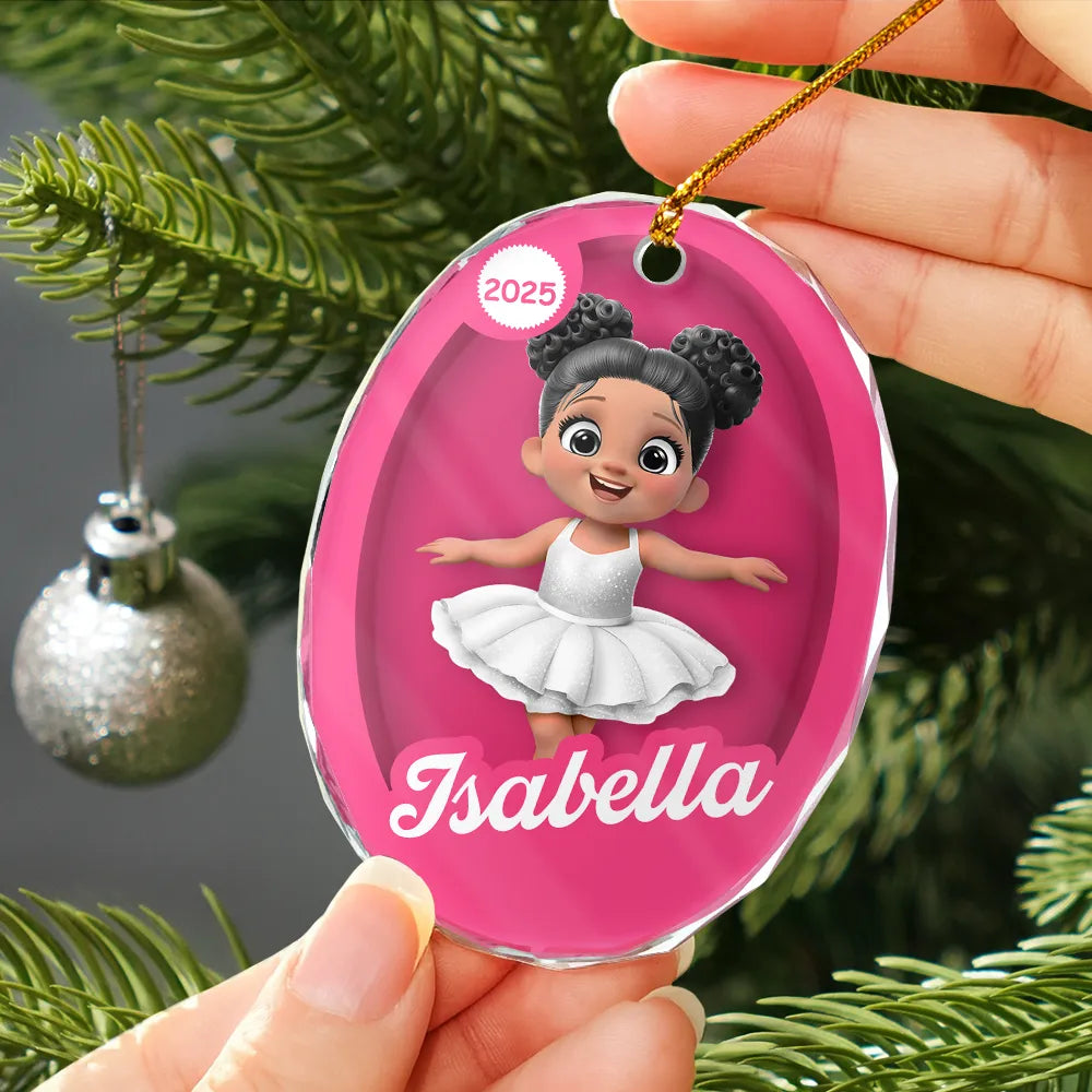 Gift For Kids, Gift For Grandkids, Happy, Christmas - 3D Effect Kid In Toy Box - Personalized Oval Glass Ornament