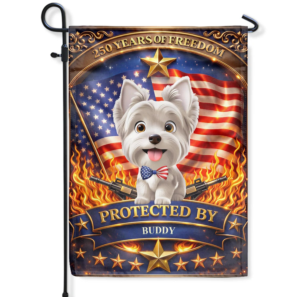 3D Effect 250 Years Of Freedom Protected By Dog Cat - Personalized Flag