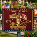 America 250th, Independence Day, Family, Proud, Custom Text - 3D Effect 250th Anniversary - Personalized Classic Metal Signs