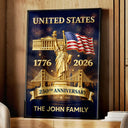America 250th,Independence Day,Family,Proud,Custom Text - 3D Effect 250th Anniversary - Personalized Poster