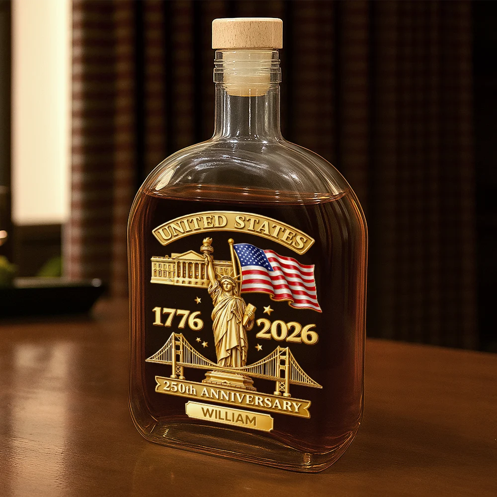 Gift For Men,Gift For Yourself,Gift For Brothers,Gift For Father,Cousin,Gift For Sibling,America 250th,Independence Day,Top Market - 3D Effect 250th Anniversary - Personalized Whiskey Bottle