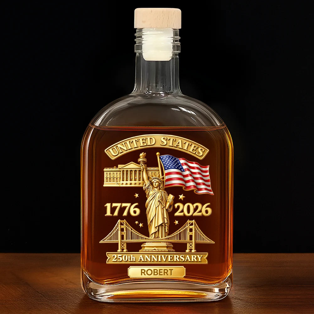 3D Effect 250th Anniversary - Personalized Whiskey Bottle