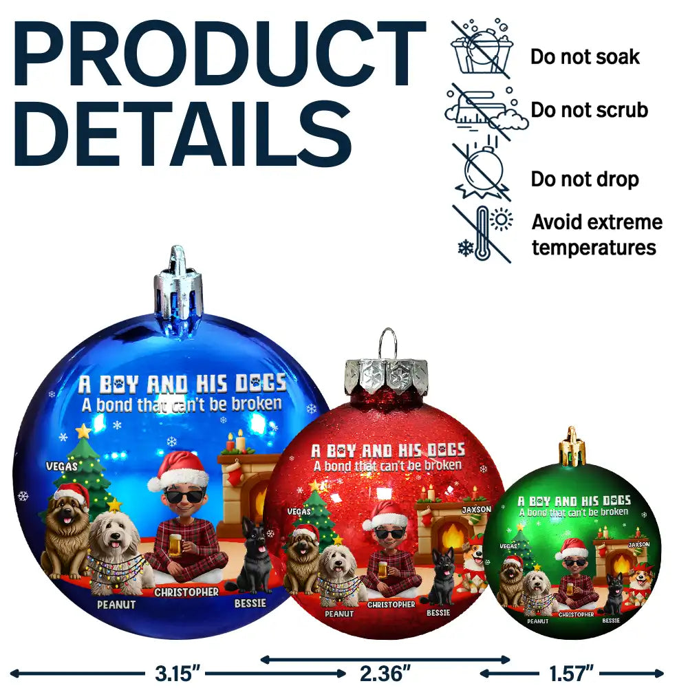 Pet Lovers,Pet Mom,Pet Dad,Dog Lovers,Dog Mom,Dog Dad,Christmas,Happy - 3D Effect A Girl And Her Dog - Personalized Ball Ornament