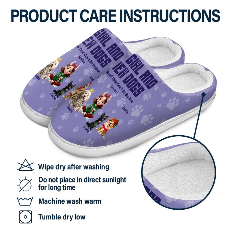 Pet Lovers,Pet Mom,Pet Dad,Dog Lovers,Dog Mom,Dog Dad,Happy,Christmas - 3D Effect A Girl And Her Dog - Personalized Fluffy Slippers
