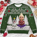Pet Lovers,Pet Mom,Pet Dad,Dog Lovers,Dog Mom,Dog Dad,Christmas,Happy, - 3D Effect A Girl And Her Dog - Personalized Unisex Ugly Sweater