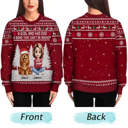 Pet Lovers,Pet Mom,Pet Dad,Dog Lovers,Dog Mom,Dog Dad,Christmas,Happy, - 3D Effect A Girl And Her Dog - Personalized Unisex Ugly Sweater