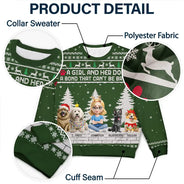 Pet Lovers,Pet Mom,Pet Dad,Dog Lovers,Dog Mom,Dog Dad,Christmas,Happy, - 3D Effect A Girl And Her Dog - Personalized Unisex Ugly Sweater