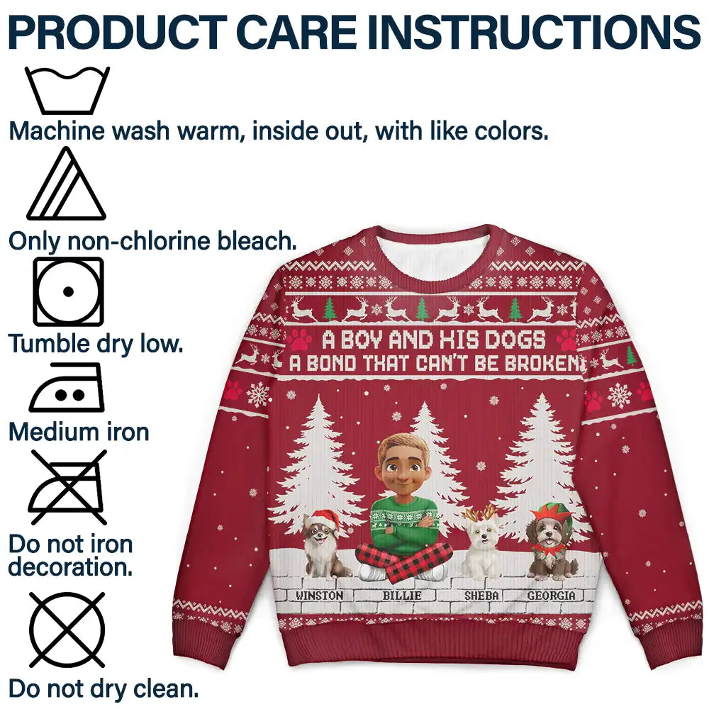 Pet Lovers,Pet Mom,Pet Dad,Dog Lovers,Dog Mom,Dog Dad,Christmas,Happy, - 3D Effect A Girl And Her Dog - Personalized Unisex Ugly Sweater