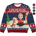 Christmas, Top Market, Pet Lovers, Pet Mom, Pet Dad, Dog Lovers, Dog Mom, Dog Dad, Happy - 3D Effect A Man And His Dog A Bond That Can't Be Broken - Personalized Unisex Ugly Sweater