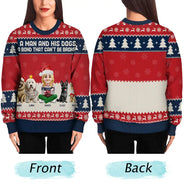 Christmas, Top Market, Pet Lovers, Pet Mom, Pet Dad, Dog Lovers, Dog Mom, Dog Dad, Happy - 3D Effect A Man And His Dog A Bond That Can't Be Broken - Personalized Unisex Ugly Sweater