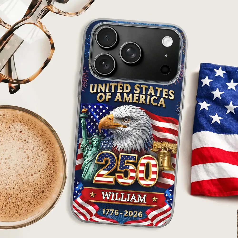 America 250th,Independence Day,Gift For Yourself,Proud,Custom Text - 3D Effect America 250th Anniversary - Personalized Clear Phone Case