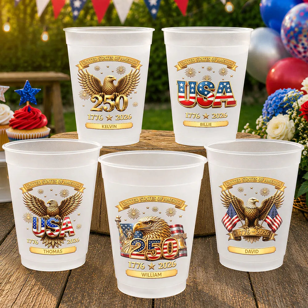 3D Effect America 250th Anniversary - Personalized Frosted Cups