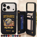 America 250th,Independence Day,Gift For Yourself,Proud,Custom Text - 3D Effect America 250th Anniversary - Personalized Leather Flip Wallet Phone Case