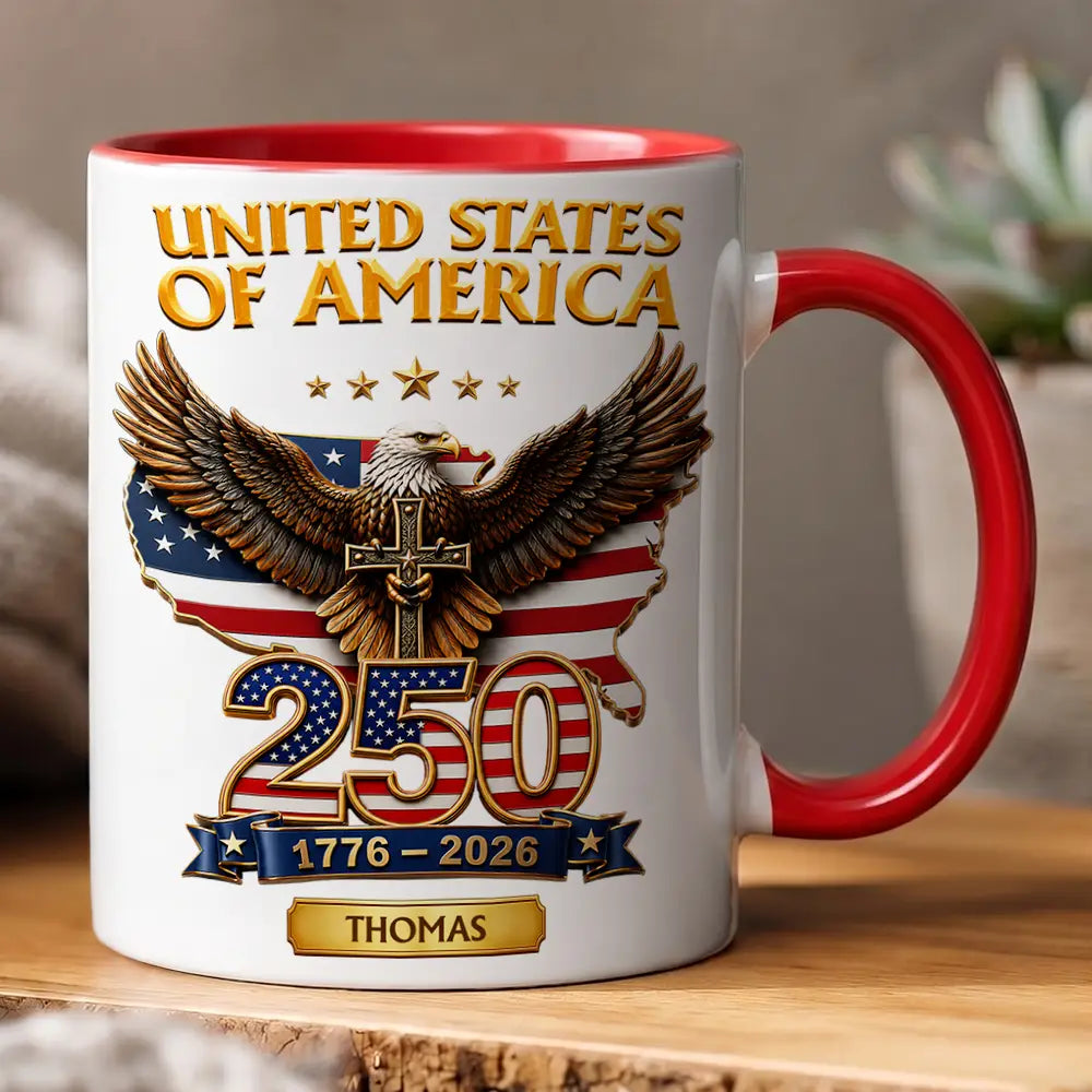 America 250th,Independence Day,Gift For Yourself,Proud,Custom Text - 3D Effect America 250th Anniversary - Personalized Mug