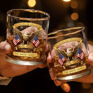 America 250th,Independence Day,Gift For Yourself,Proud,Custom Text - 3D Effect America 250th Anniversary - Personalized Whiskey Glass