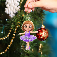 Gift For Kids,Gift For Grandkids,Happy,Christmas - 3D Effect Ballet Kid Girl - Personalized Custom Shaped Acrylic Ornament
