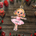 Gift For Kids,Gift For Grandkids,Happy,Christmas - 3D Effect Ballet Kid Girl - Personalized Custom Shaped Acrylic Ornament
