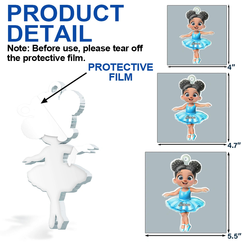 Gift For Kids,Gift For Grandkids,Happy,Christmas - 3D Effect Ballet Kid Girl - Personalized Custom Shaped Acrylic Ornament