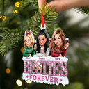 Gift For Bestie, Gift For Sisters, Happy, Gift For Women, Christmas - 3D Effect Besties Forever Gemstone Art - Personalized Metal Ornament