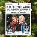 Gift For Bestie, Gift For Sisters, Happy, Christmas - 3D Effect Besties Here's To Another Year Of Us - Personalized Custom Shaped Acrylic Ornament