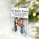 Gift For Bestie, Gift For Sisters, Happy, Christmas - 3D Effect Besties Here's To Another Year Of Us - Personalized Custom Shaped Acrylic Ornament