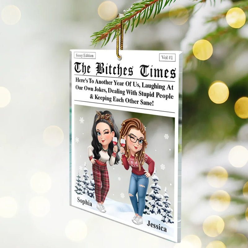 3D Effect Besties Here's To Another Year Of Us - Personalized Custom Shaped Acrylic Ornament