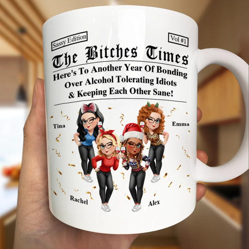 Gift For Bestie,Old Best friends,Gift For Sisters,Happy - 3D Effect Besties Here's To Another Year Of Us - Personalized Mug