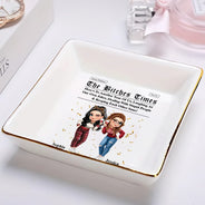 Gift For Bestie,Old Best friends,Gift For Sisters,Happy - 3D Effect Besties Here's To Another Year Of Us - Personalized Ring Dish