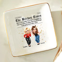Gift For Bestie,Old Best friends,Gift For Sisters,Happy - 3D Effect Besties Here's To Another Year Of Us - Personalized Ring Dish